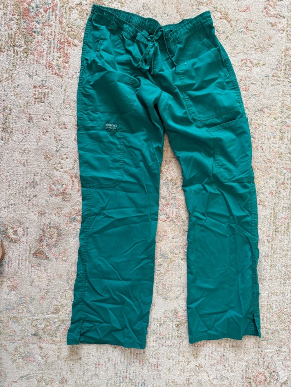 Cherokee Workwear Women's Teal Cargo Scrub Pants